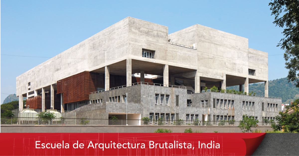 Escuela en India de concreto con Arquitectura brutalista