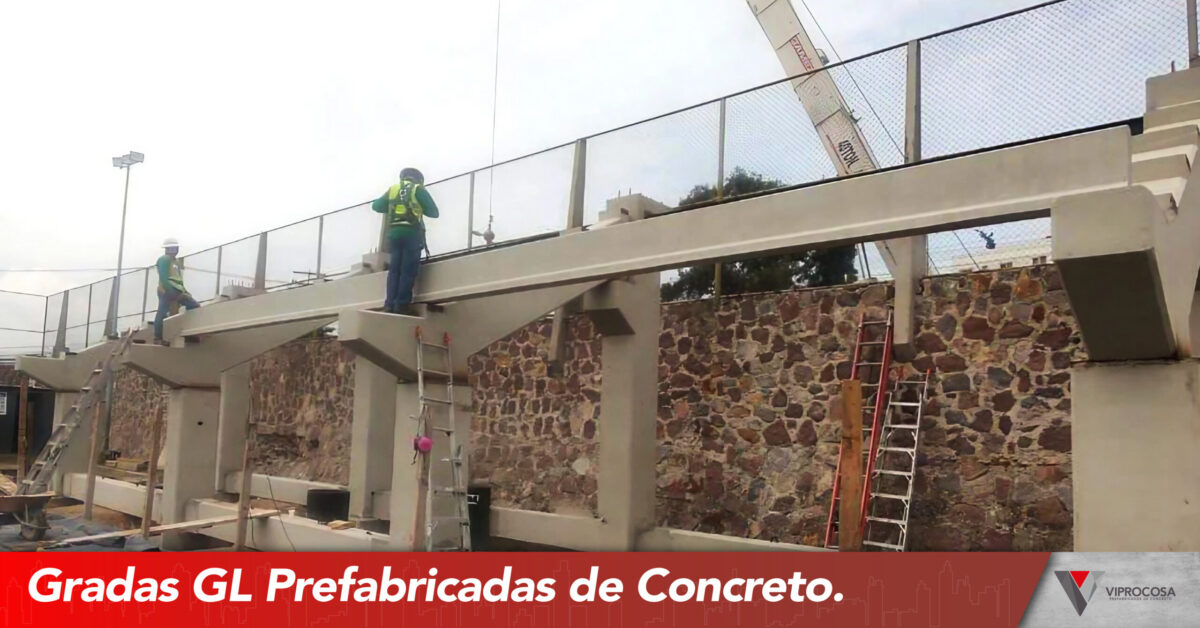 Montaje de gradas GL de VIPROCOSA Gradas con elementos Prefabricados de Concreto